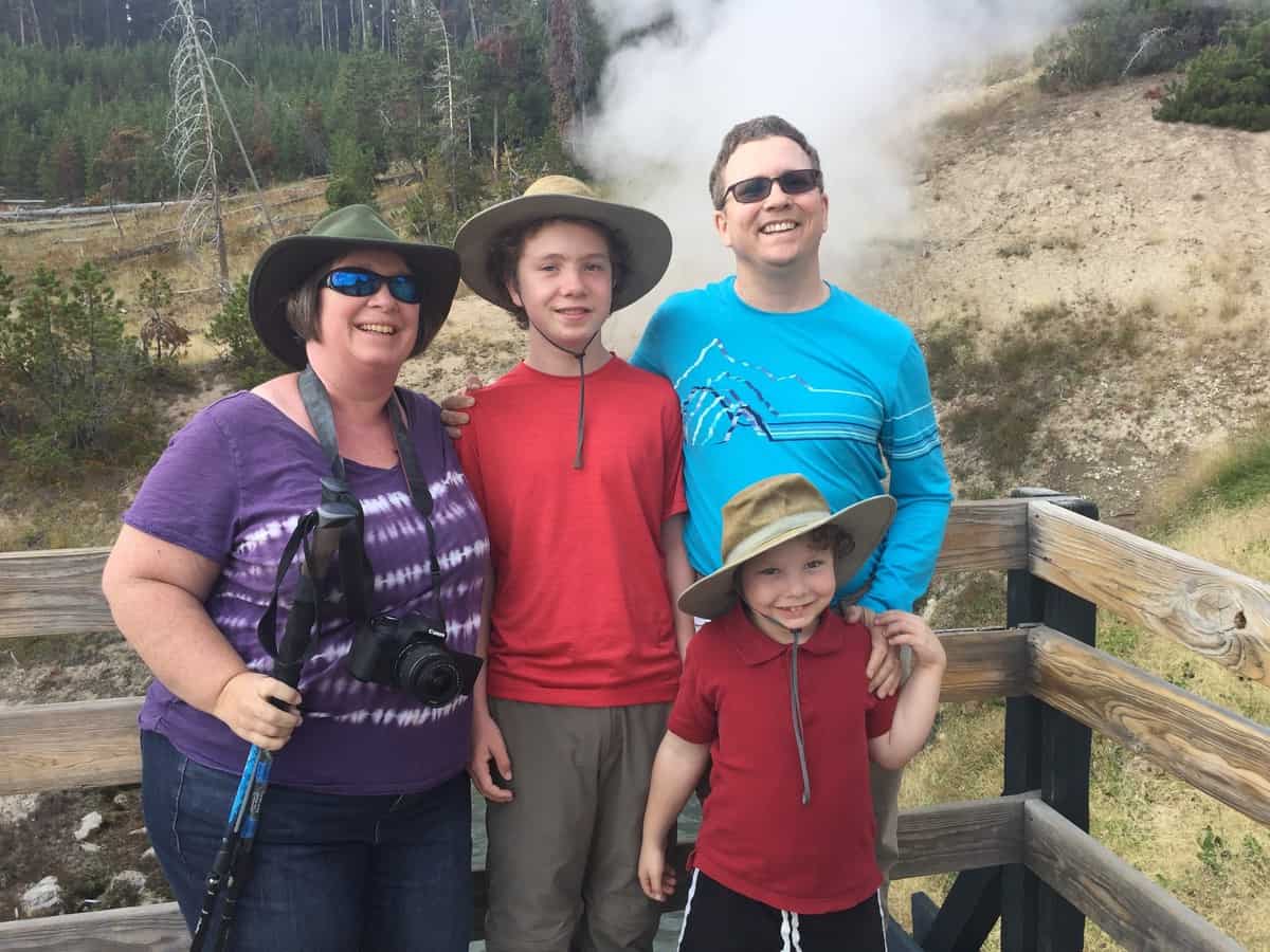 Yellowstone "Before" photo of Amanda Rose, her husband, and two sons in August of 2017