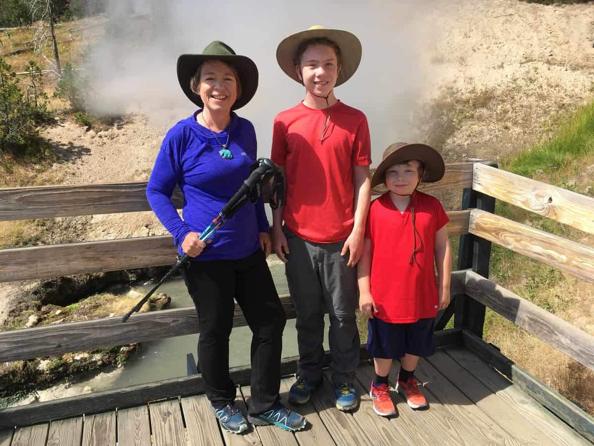 Yellowstone "Before" photo of Amanda Rose and two sons in August of 2018