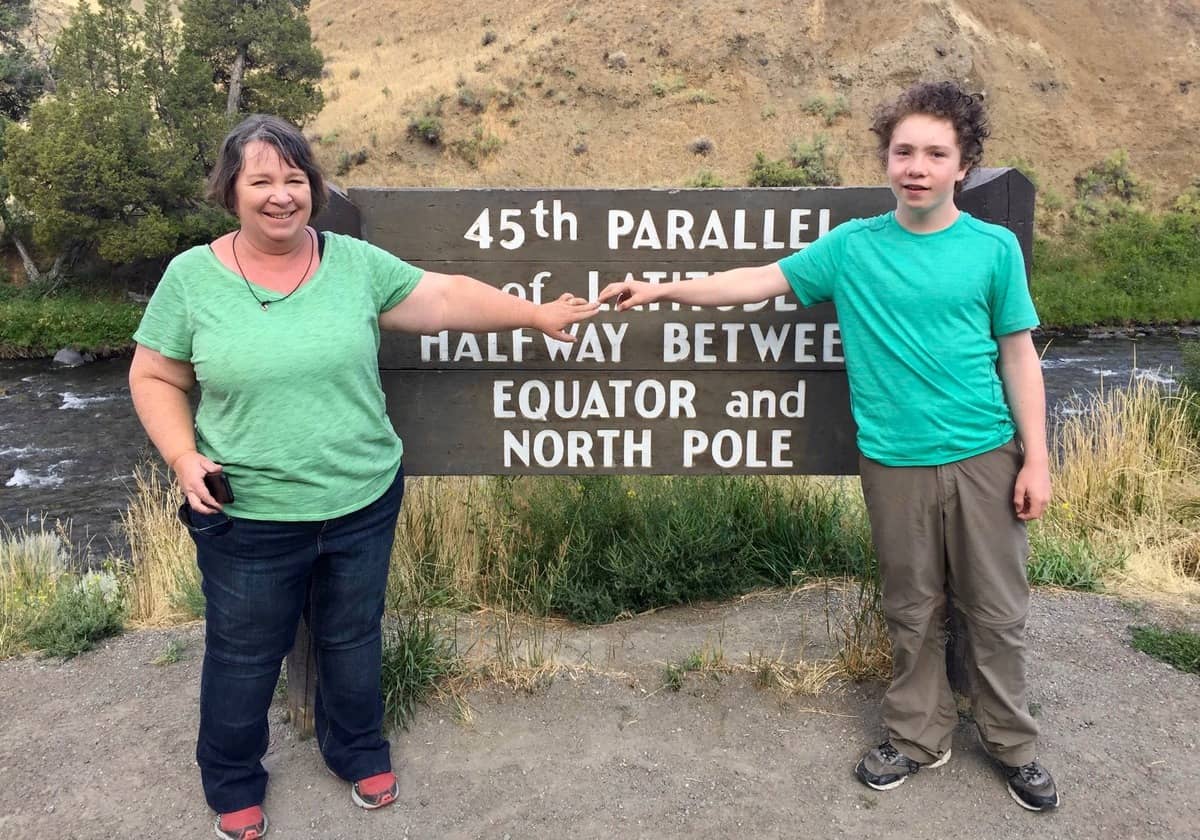 Yellowstone "before" photo of Amanda Rose and her son in August of 2017 