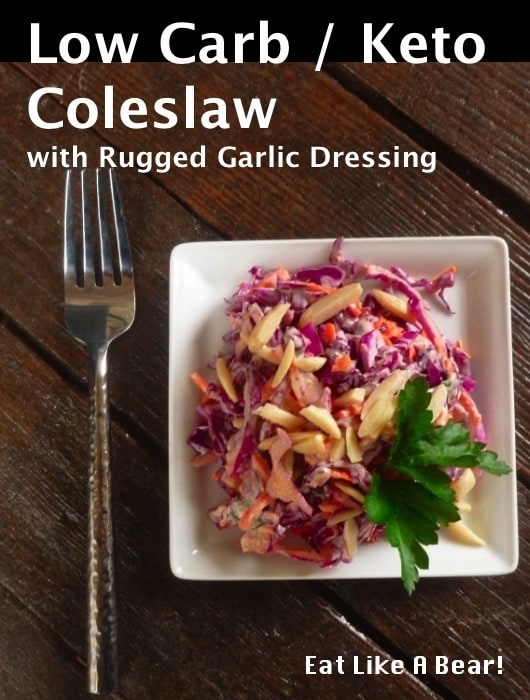 Keto coleslaw with purple cabbage on plate