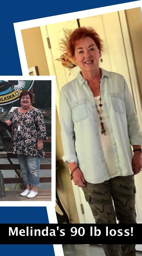 A full-length photo of Melinda's transformation -- 90 pounds down.