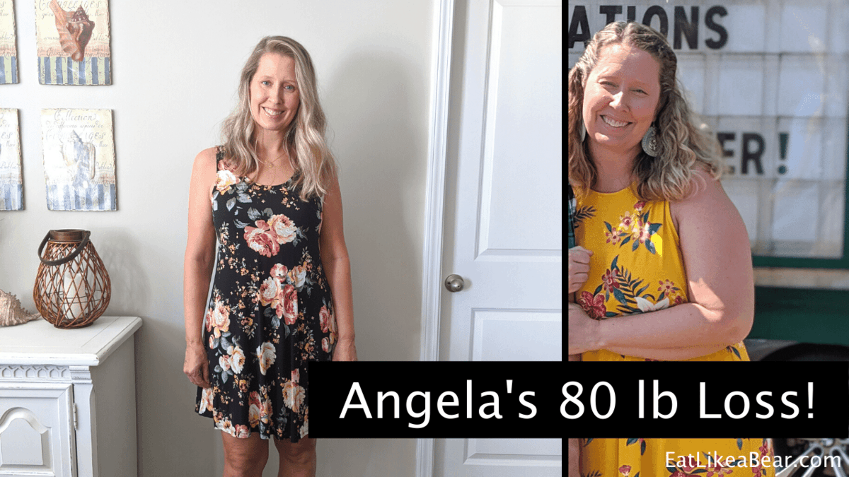 Angela, pictured in her before and after photos, displaying her weight loss success story