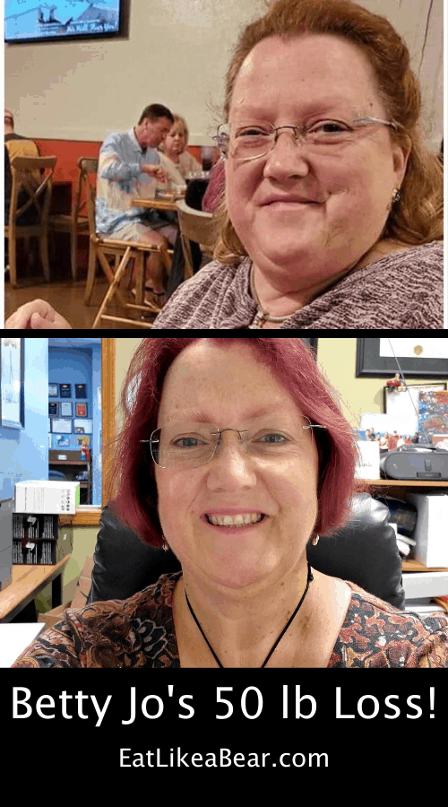 Betty Jo, pictured in her before and after photos, displaying her weight loss success story