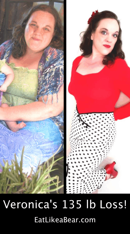 Veronica, pictured in her before and after photos, displaying her weight loss success story