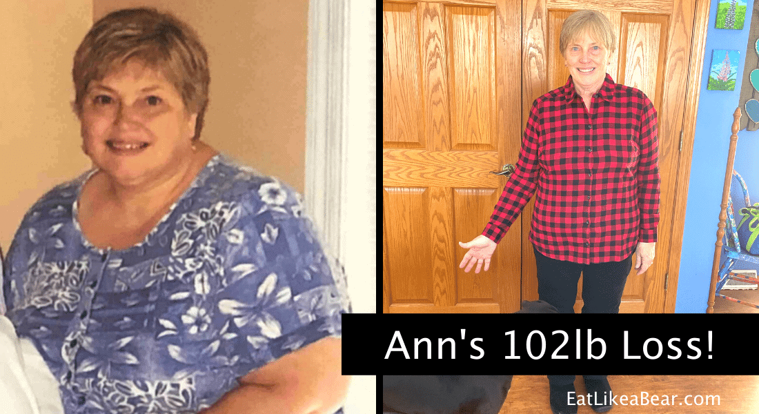 Photo of Ann before and after 102 pound weight loss