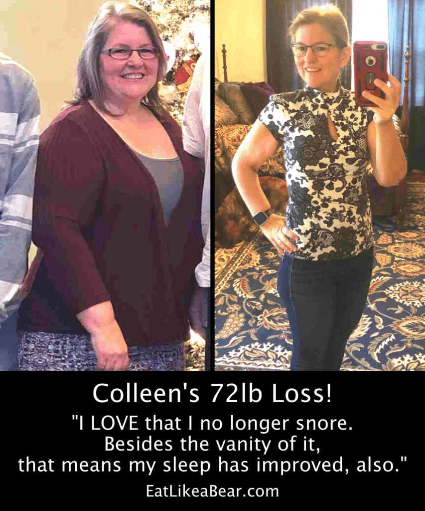 Photo of Colleen before and after 72 pound weight loss