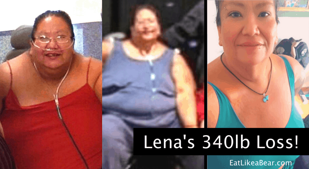 Photo of Lena before and after 340 pound weight loss