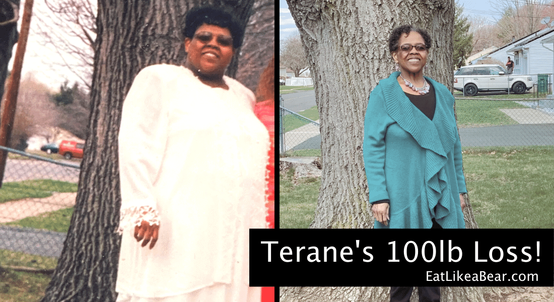 Photo of Terane before and after 100 pound weight loss