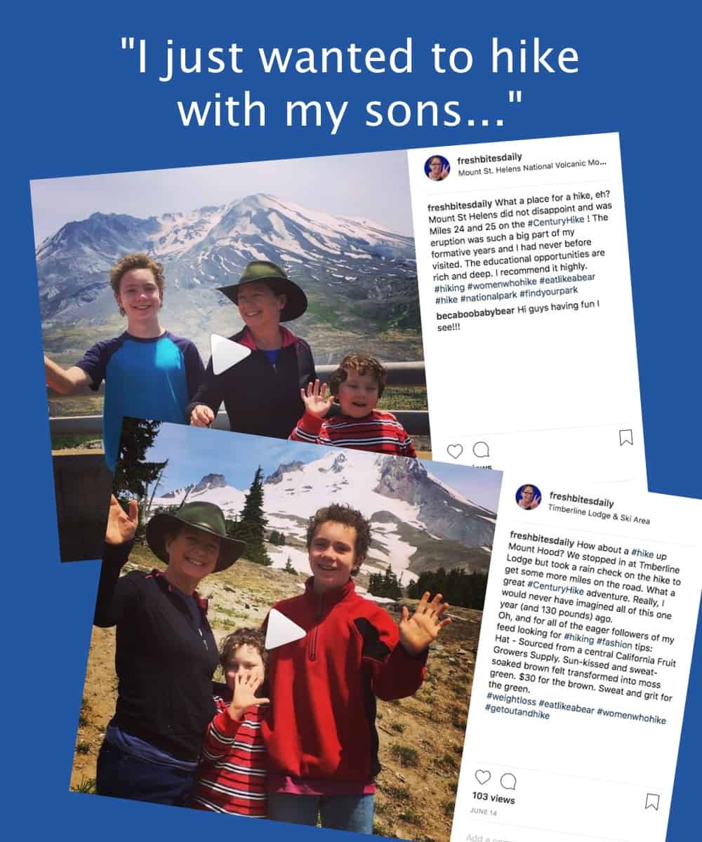 Amanda and sons, social media photos hiking in spring 2018
