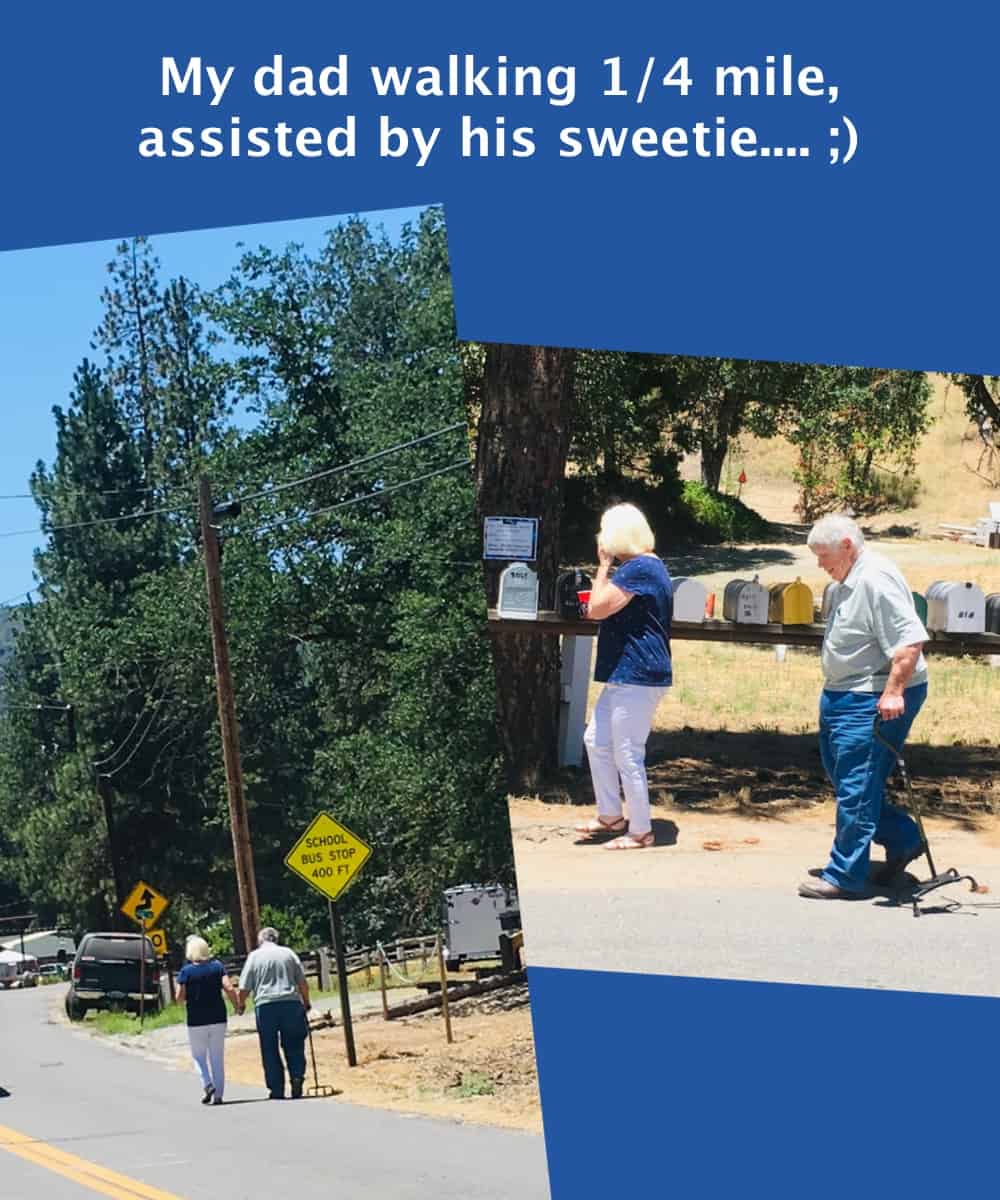 Amanda's dad walking, with his wife