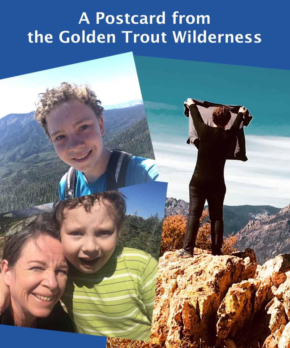 Amanda and sons in the Golden Trout Wilderness -- a giant expanse of open forest