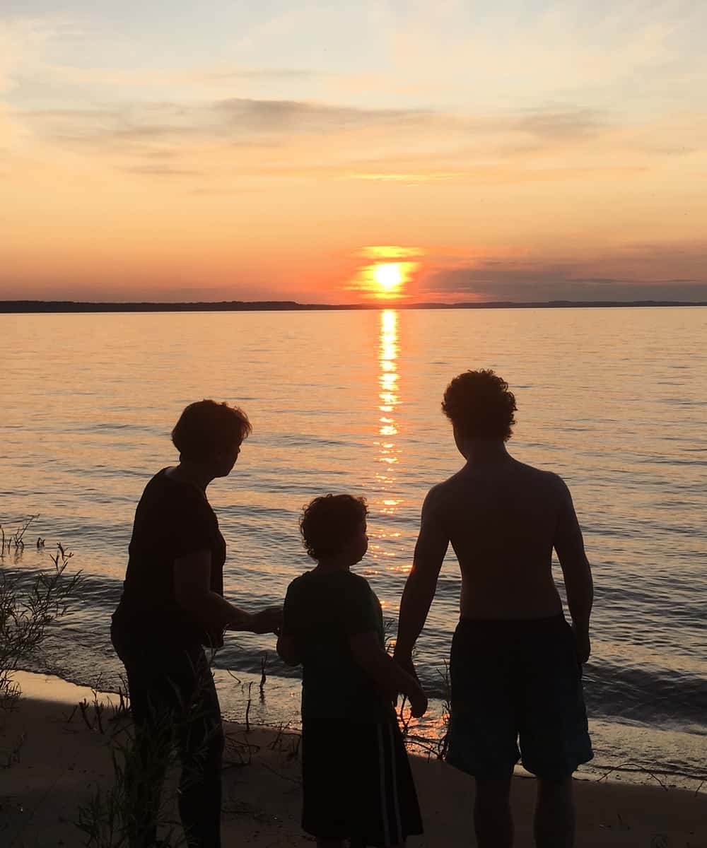 Watching the sun set on Lake Michigan