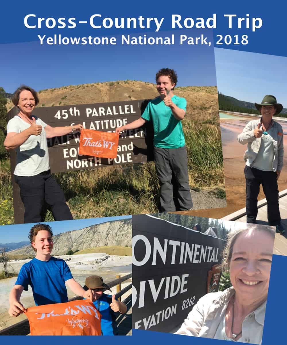 Photos of Amanda and sons in Yellowstone National Park