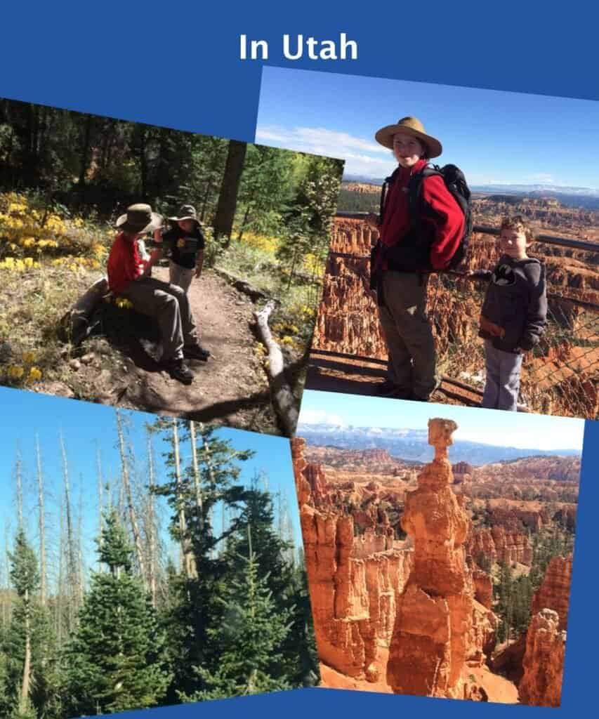 Amanda's sons in a Utah meadow and at Cedar Breaks National Monument