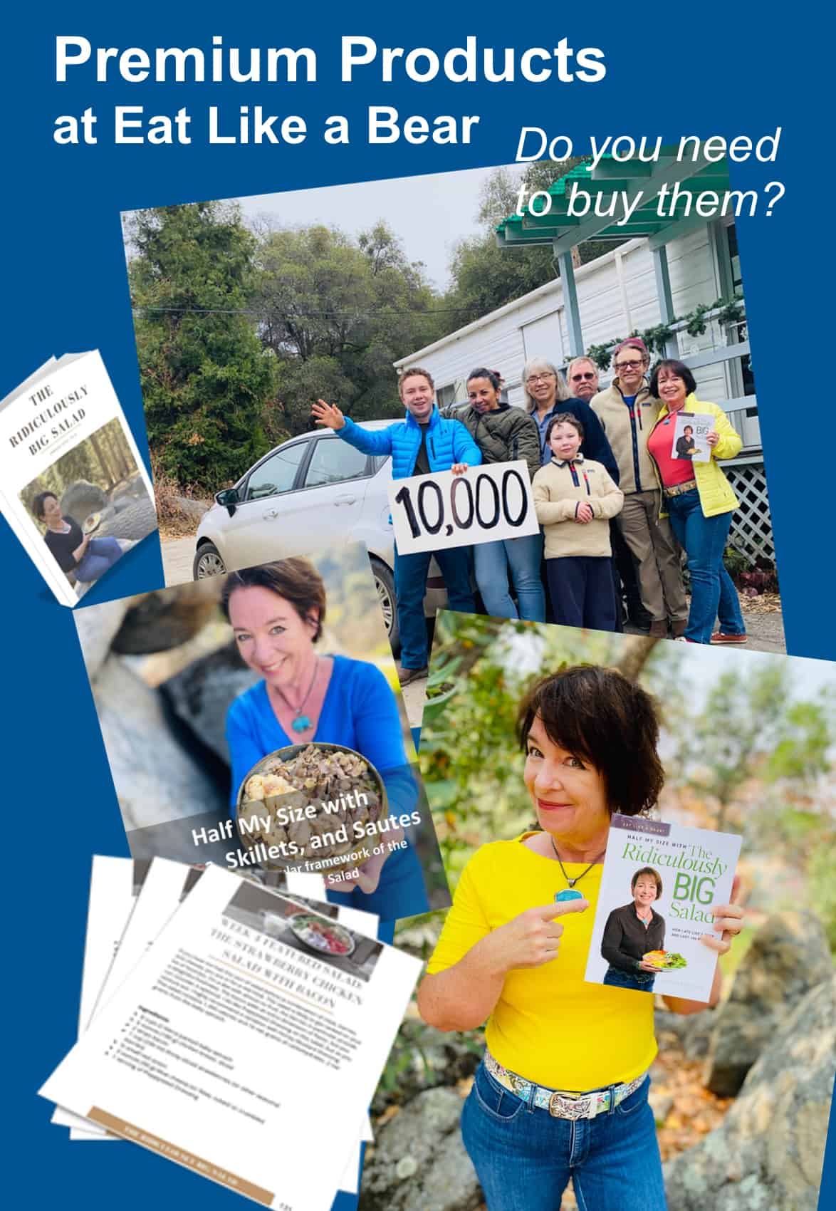 A collage of photos of Amanda Rose holding books with the title "Do you need to buy them?"